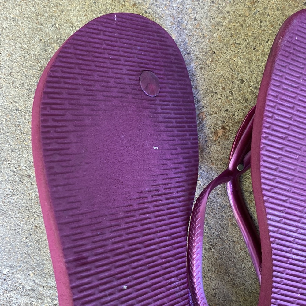 Havaianas purple glitter flips 39/40 merlot worn 3x! 9 sandals flip flop thong - Picture 7 of 10